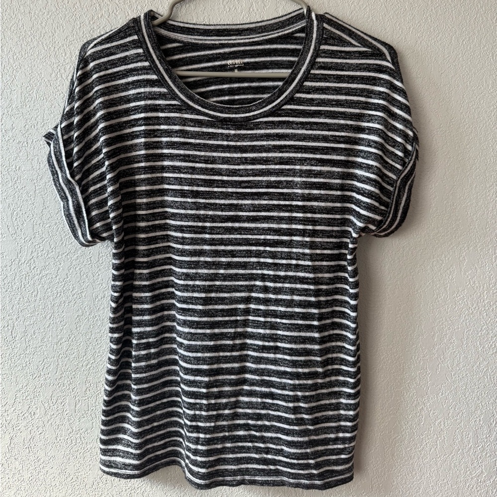 a.n.a Black and White Striped Short Sleeve Tee